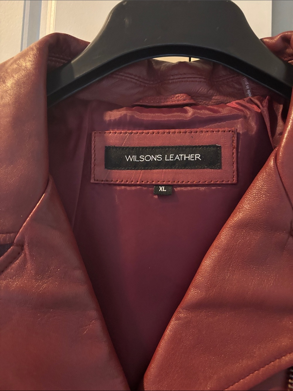 Wilsons Leather Burgundy Moto Jacket with Silver Hardware - Picture 3 of 5